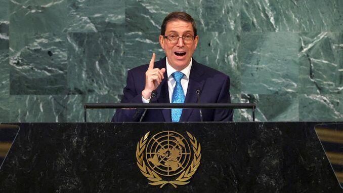 El canciller cubano Bruno Rodríguez Parrila en la Asamblea General de la ONU. Foto: Archivo. 