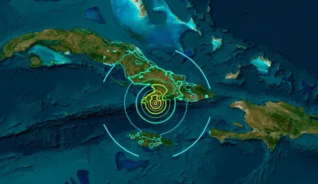  Un sismo de magnitud 6.7 estremeció la costa sureste de Cuba.  Foto: Servicio Geológico de Estados Unidos (USGS).