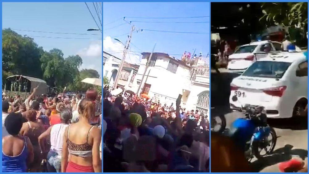 Las protestas comenzaron en Santiago de Cuba. Collage: Martí Verifica/Capturas de pantallas/Videos de redes sociales